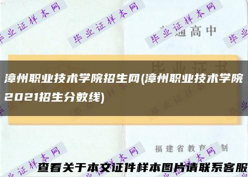 漳州职业技术学院招生网(漳州职业技术学院2021招生分数线)缩略图