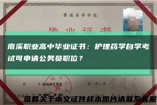 南溪职业高中毕业证书：护理药学自学考试可申请公务员职位？缩略图