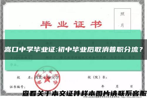 嵩口中学毕业证:初中毕业后取消普职分流？缩略图