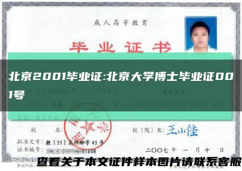 北京2001毕业证:北京大学博士毕业证001号缩略图