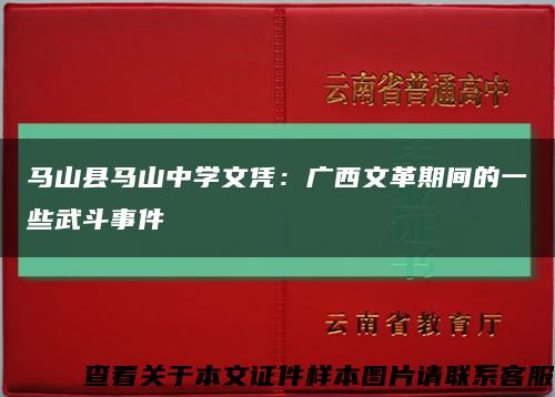 马山县马山中学文凭：广西文革期间的一些武斗事件缩略图
