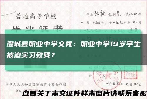 澄城县职业中学文凭：职业中学19岁学生被迫实习致残？缩略图