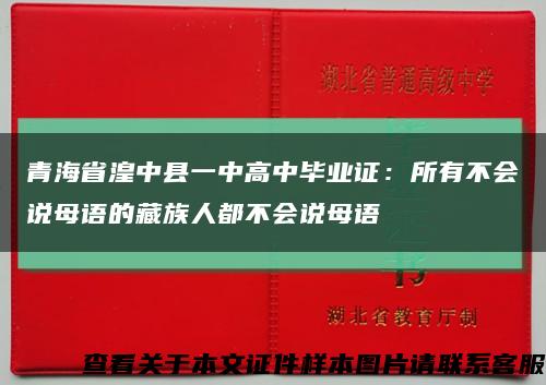 青海省湟中县一中高中毕业证：所有不会说母语的藏族人都不会说母语缩略图