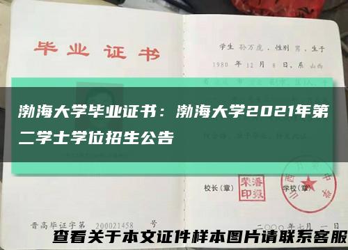 渤海大学毕业证书：渤海大学2021年第二学士学位招生公告缩略图