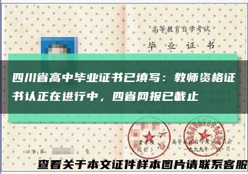 四川省高中毕业证书已填写：教师资格证书认正在进行中，四省网报已截止缩略图