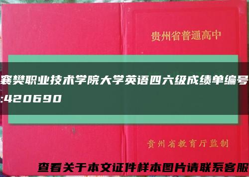 襄樊职业技术学院大学英语四六级成绩单编号:420690缩略图