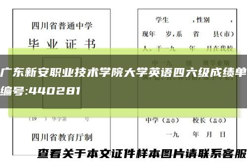 广东新安职业技术学院大学英语四六级成绩单编号:440281缩略图