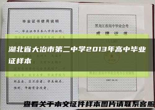 湖北省大冶市第二中学2013年高中毕业证样本缩略图