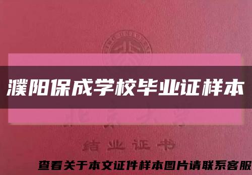 濮阳保成学校毕业证样本缩略图
