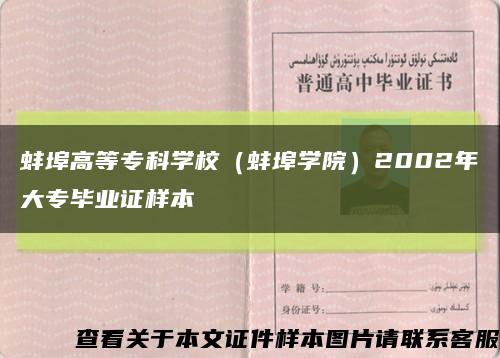 蚌埠高等专科学校（蚌埠学院）2002年大专毕业证样本缩略图