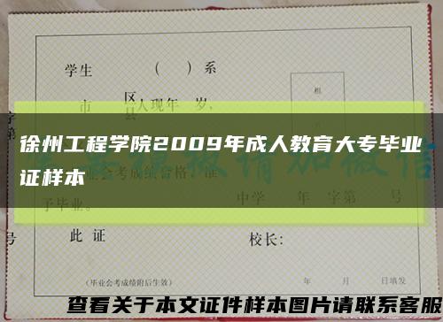 徐州工程学院2009年成人教育大专毕业证样本缩略图