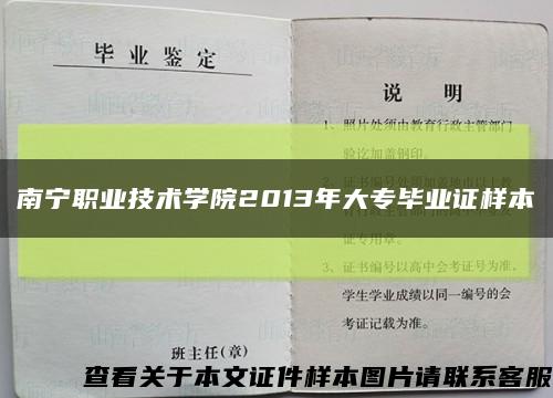南宁职业技术学院2013年大专毕业证样本缩略图