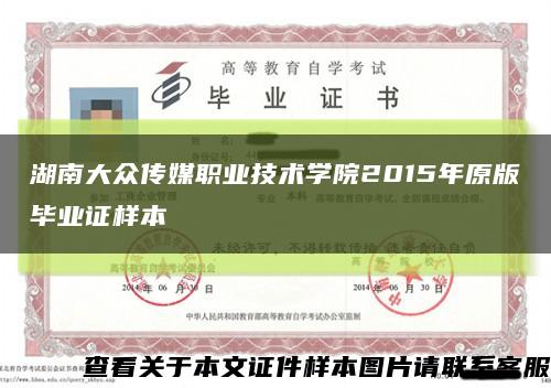 湖南大众传媒职业技术学院2015年原版毕业证样本缩略图