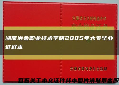 湖南冶金职业技术学院2005年大专毕业证样本缩略图