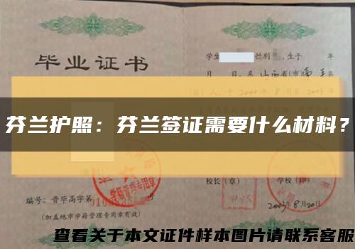 芬兰护照：芬兰签证需要什么材料？缩略图