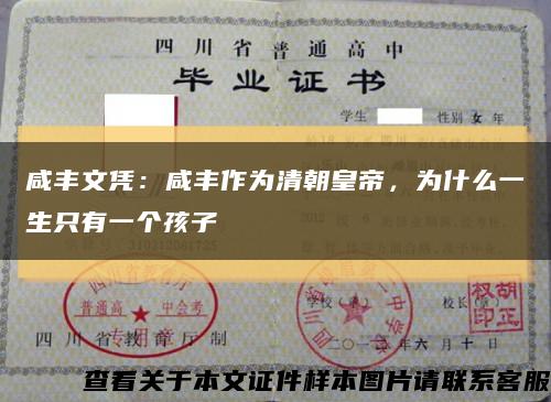 咸丰文凭：咸丰作为清朝皇帝，为什么一生只有一个孩子缩略图