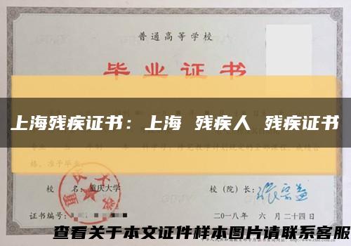 上海残疾证书：上海 残疾人 残疾证书缩略图