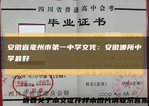 安徽省毫州市第一中学文凭：安徽哪所中学最好缩略图