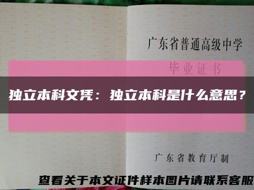 独立本科文凭：独立本科是什么意思？缩略图