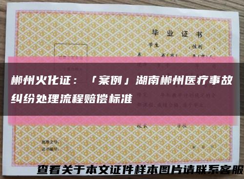 郴州火化证：「案例」湖南郴州医疗事故纠纷处理流程赔偿标准缩略图