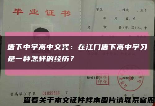 唐下中学高中文凭：在江门唐下高中学习是一种怎样的经历？缩略图