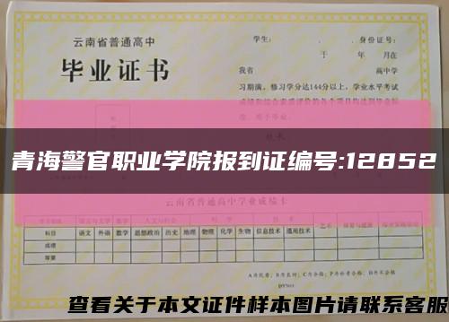 青海警官职业学院报到证编号:12852缩略图