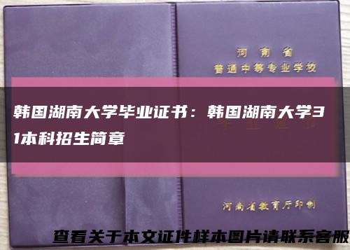 韩国湖南大学毕业证书：韩国湖南大学3 1本科招生简章缩略图