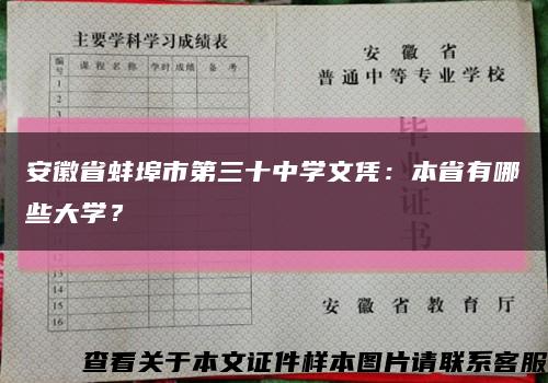 安徽省蚌埠市第三十中学文凭：本省有哪些大学？缩略图