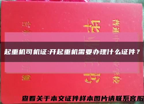 起重机司机证:开起重机需要办理什么证件？缩略图