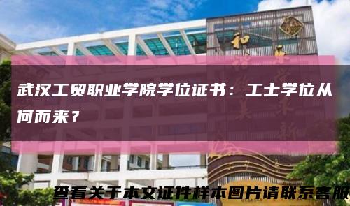 武汉工贸职业学院学位证书：工士学位从何而来？缩略图