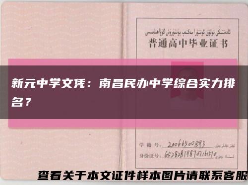 新元中学文凭：南昌民办中学综合实力排名？缩略图