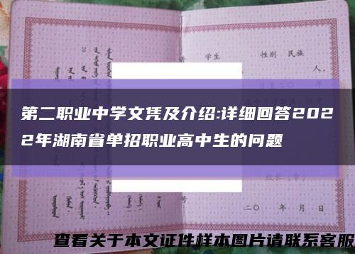 第二职业中学文凭及介绍:详细回答2022年湖南省单招职业高中生的问题缩略图