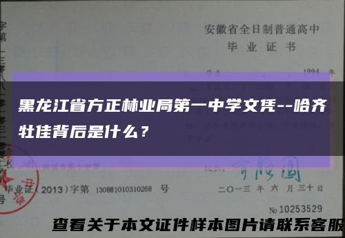 黑龙江省方正林业局第一中学文凭--哈齐牡佳背后是什么？缩略图