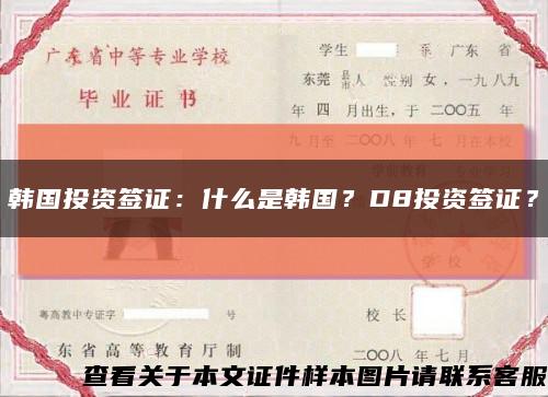韩国投资签证：什么是韩国？D8投资签证？缩略图