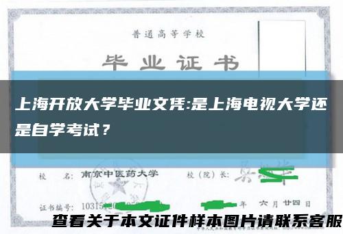 上海开放大学毕业文凭:是上海电视大学还是自学考试？缩略图