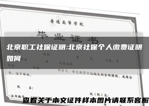 北京职工社保证明:北京社保个人缴费证明如何缩略图