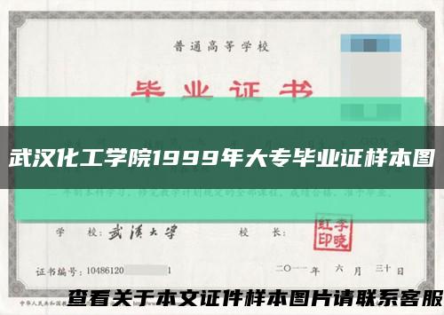 武汉化工学院1999年大专毕业证样本图缩略图