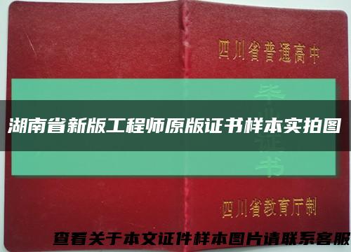 湖南省新版工程师原版证书样本实拍图缩略图