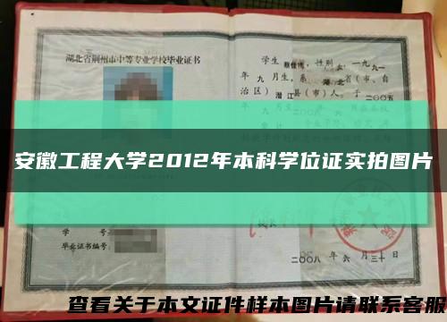安徽工程大学2012年本科学位证实拍图片缩略图