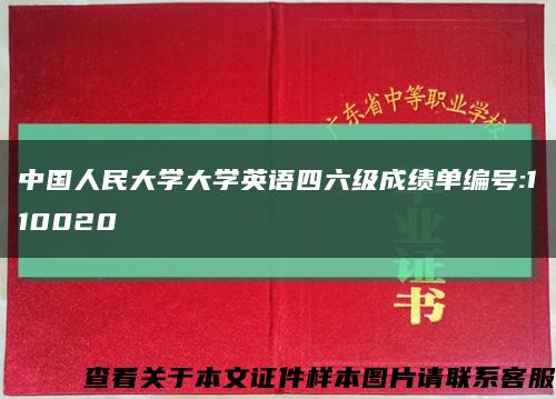 中国人民大学大学英语四六级成绩单编号:110020缩略图