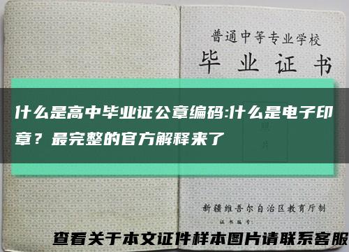 什么是高中毕业证公章编码:什么是电子印章？最完整的官方解释来了缩略图