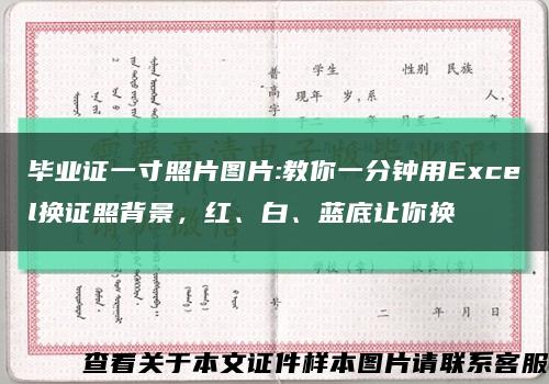 毕业证一寸照片图片:教你一分钟用Excel换证照背景，红、白、蓝底让你换缩略图