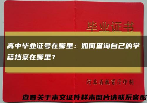 高中毕业证号在哪里：如何查询自己的学籍档案在哪里？缩略图