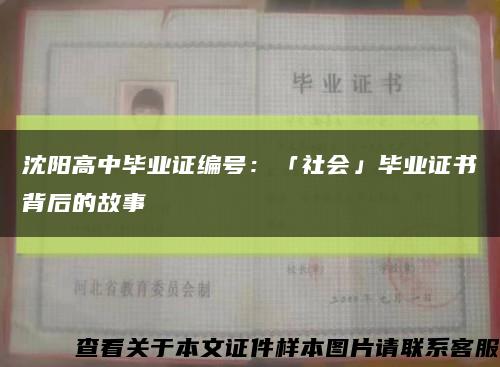 沈阳高中毕业证编号：「社会」毕业证书背后的故事缩略图