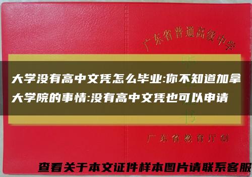 大学没有高中文凭怎么毕业:你不知道加拿大学院的事情:没有高中文凭也可以申请缩略图