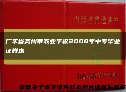 广东省高州市农业学校2008年中专毕业证样本缩略图