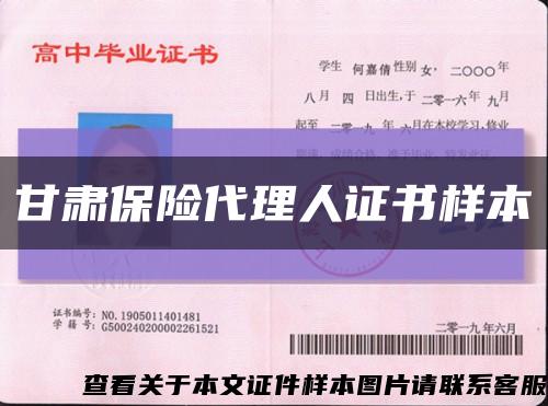 甘肃保险代理人证书样本缩略图