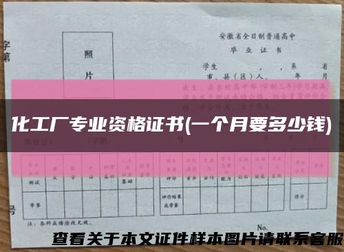 化工厂专业资格证书(一个月要多少钱)缩略图