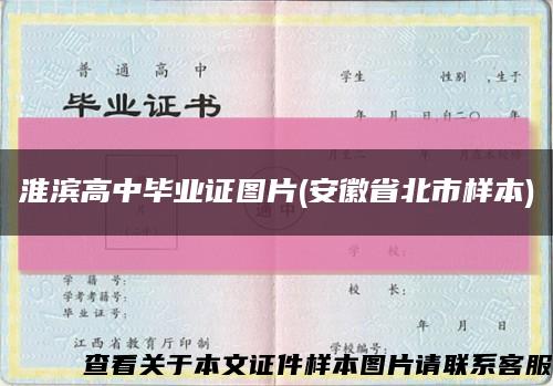淮滨高中毕业证图片(安徽省北市样本)缩略图