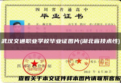 武汉交通职业学校毕业证图片(湖北省技术性)缩略图